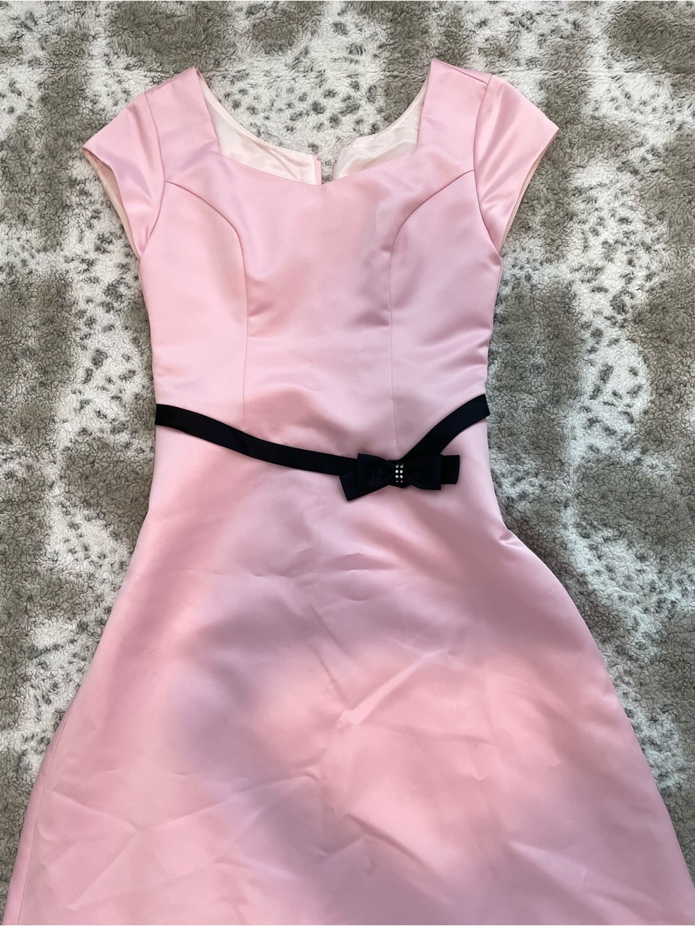 Vintage Jody California pink maxi dress with black bow